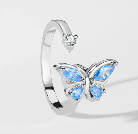 Crystal Butterfly Spinner Orbit Ring