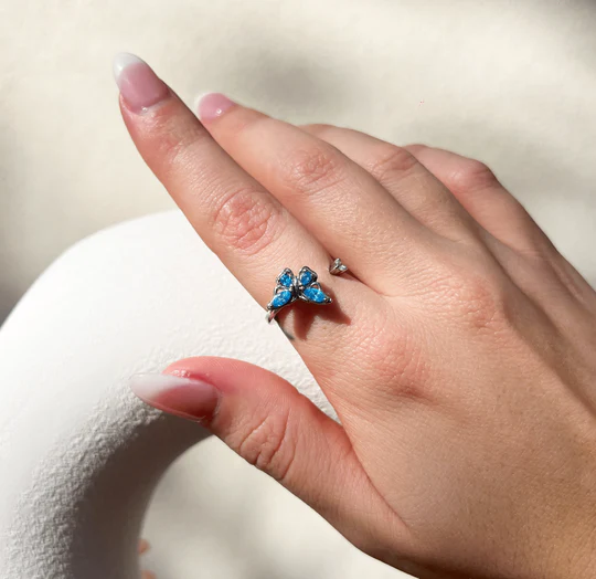 Crystal Butterfly Spinner Orbit Ring