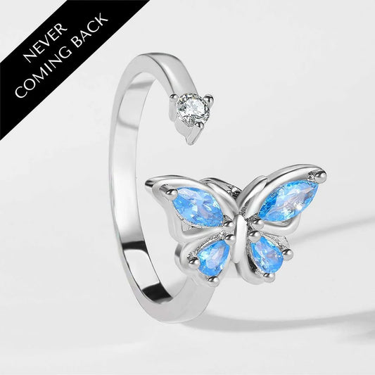 Crystal Butterfly Spinner Orbit Ring